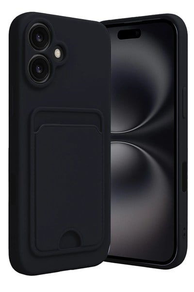Mey İthalat®  iPhone 16 Kılıf Kelvin Kartvizitli Silikon - Siyah