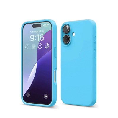 Mey İthalat®  iPhone 16 Kılıf Nano içi Kadife Silikon - Mavi