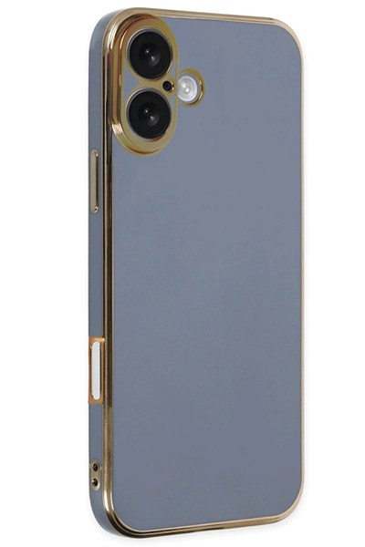 Mey İthalat®  iPhone 16 Kılıf Volet Silikon - Mavi