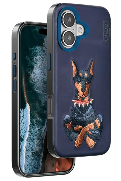 Mey İthalat®  iPhone 16 Perma Desenli Kapak - Lacivert