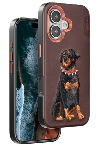 Mey İthalat®  iPhone 16 Perma Desenli Kapak - Koyu Kahve