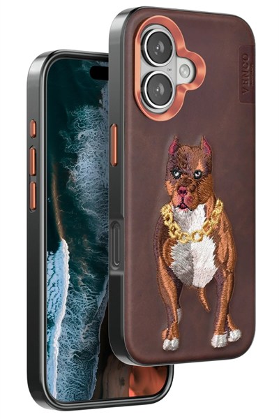 Mey İthalat®  iPhone 16 Perma Desenli Kapak - Kahverengi