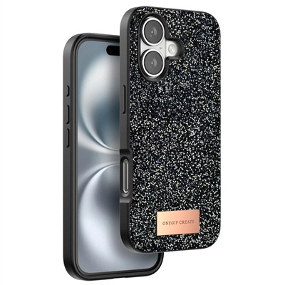 Mey İthalat®  iPhone 16 Plus Bright Simli Kapak - Siyah