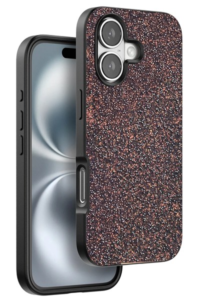 Mey İthalat®  iPhone 16 Plus Bright Simli Kapak - Derin Mor