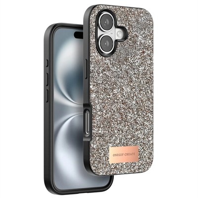 Mey İthalat®  iPhone 16 Plus Bright Simli Kapak - Gold