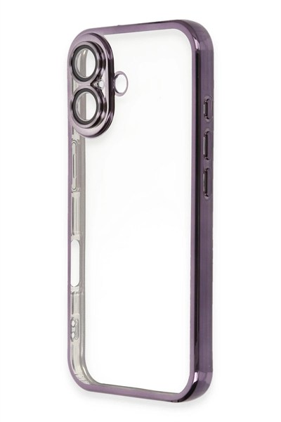 Mey İthalat®  iPhone 16 Plus Kılıf  Lensli Silikon - Mor