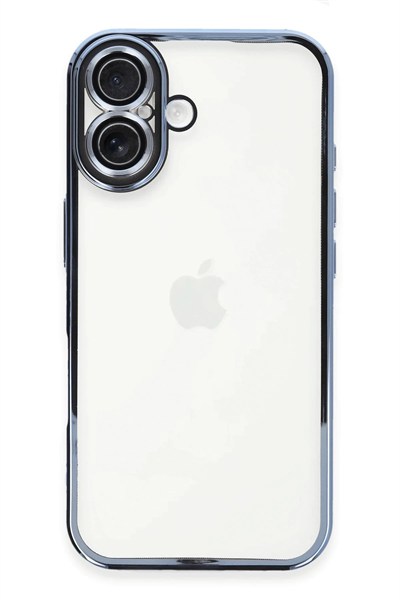 Mey İthalat®  iPhone 16 Plus Kılıf  Lensli Silikon - Açık Mavi