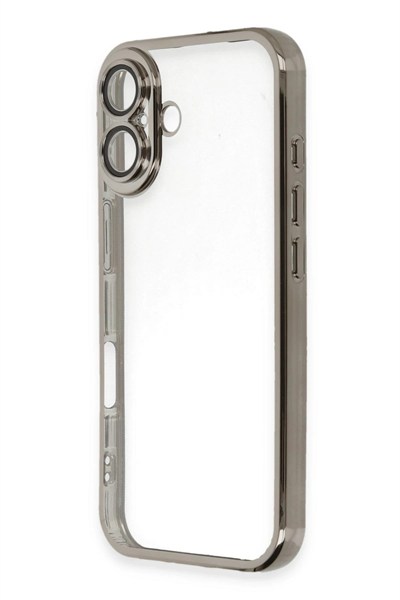 Mey İthalat®  iPhone 16 Plus Kılıf  Lensli Silikon - Titanyum Gri