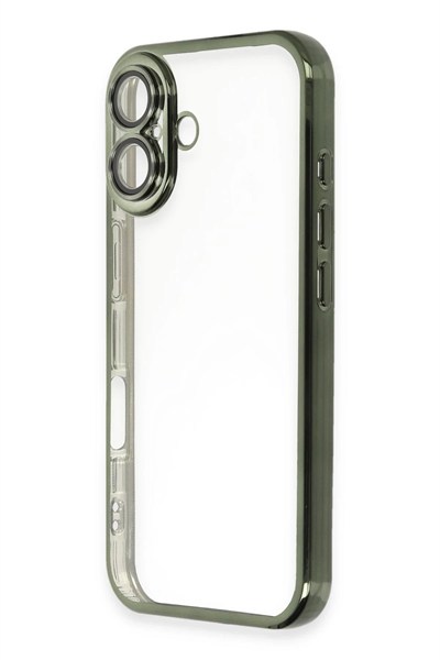 Mey İthalat®  iPhone 16 Plus Kılıf  Lensli Silikon - Yeşil