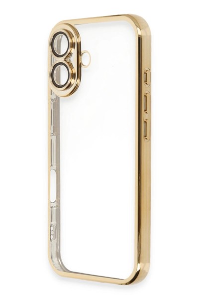 Mey İthalat®  iPhone 16 Plus Kılıf  Lensli Silikon - Gold