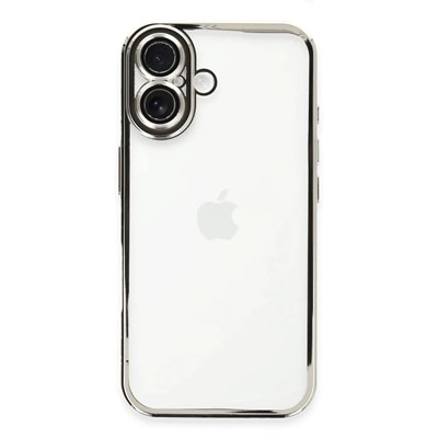Mey İthalat®  iPhone 16 Plus Kılıf  Lensli Silikon - Gümüş