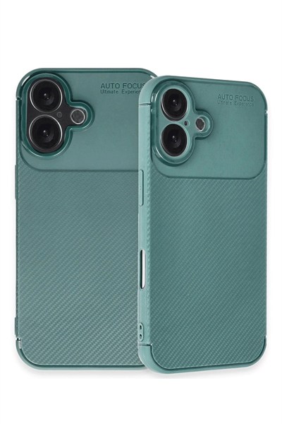 Mey İthalat®  iPhone 16 Plus Kılıf Auto Focus Karbon Kapak - Koyu Yeşil