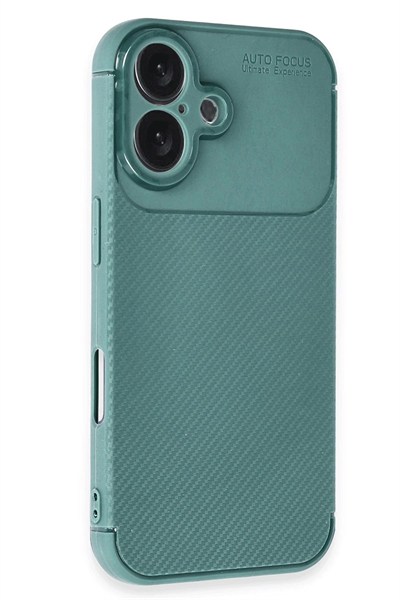 Mey İthalat®  iPhone 16 Plus Kılıf Auto Focus Karbon Kapak - Koyu Yeşil