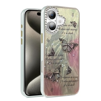 Mey İthalat®  iPhone 16 Plus Kılıf Blade Aynalı Desenli Kapak - Desen 6
