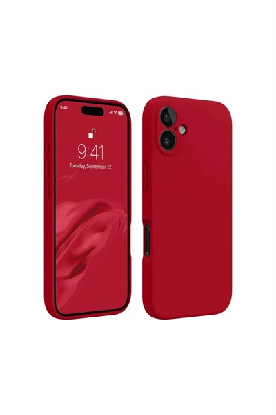 Mey İthalat®  iPhone 16 Plus Kılıf First Silikon - Kırmızı