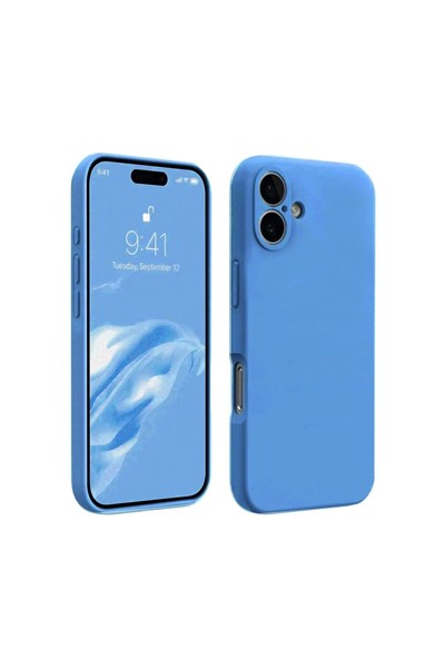 Mey İthalat®  iPhone 16 Plus Kılıf First Silikon - Mavi