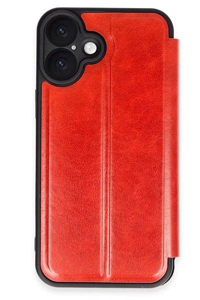 Mey İthalat®  iPhone 16 Plus Kılıf Flip Cover - Kırmızı