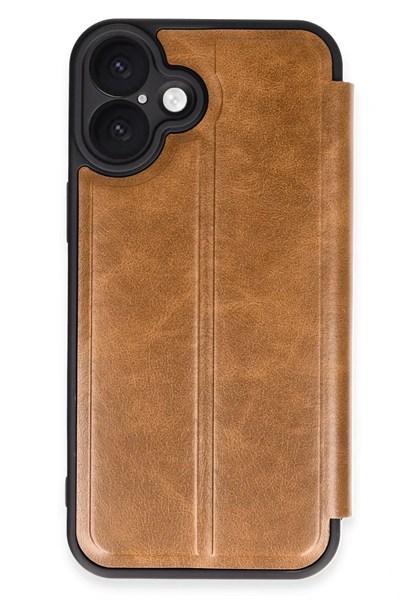 Mey İthalat®  iPhone 16 Plus Kılıf Flip Cover - Taba