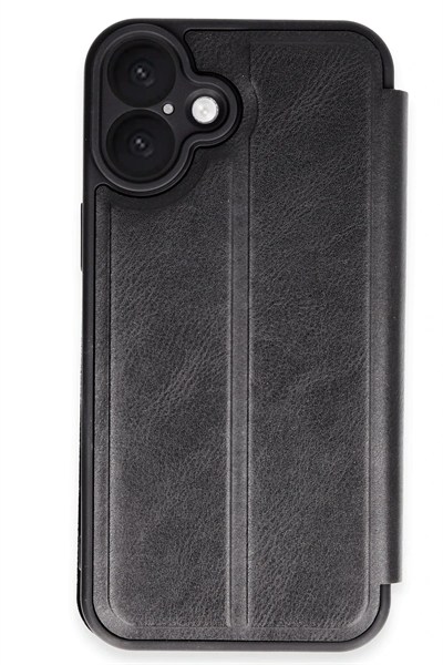Mey İthalat®  iPhone 16 Plus Kılıf Flip Cover - Siyah