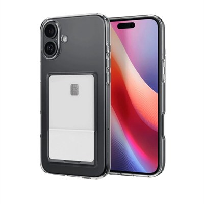 Mey İthalat®  iPhone 16 Plus Kılıf Kart Şeffaf Silikon - Şeffaf
