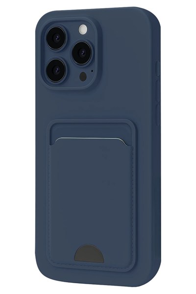 Mey İthalat®  iPhone 16 Plus Kılıf Kelvin Kartvizitli Silikon - Lacivert