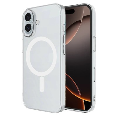 Mey İthalat®  iPhone 16 Plus Kılıf Magneticsafe Şeffaf Silikon - Şeffaf