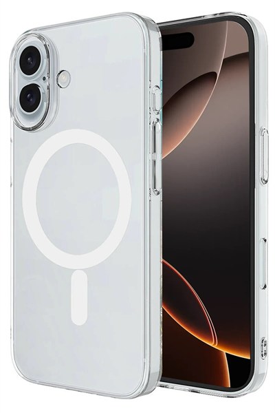 Mey İthalat®  iPhone 16 Plus Kılıf Magneticsafe Şeffaf Silikon - Şeffaf