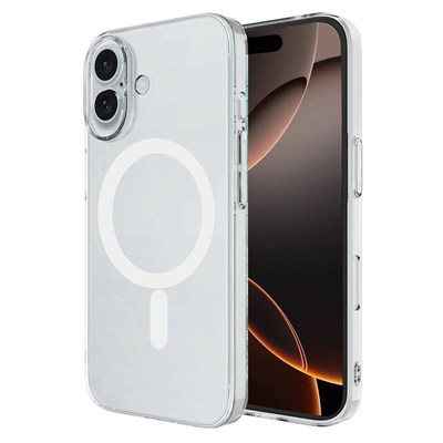 Mey İthalat®  iPhone 16 Plus Kılıf Magneticsafe Şeffaf Silikon - Şeffaf