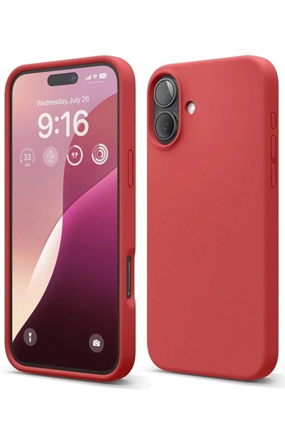 Mey İthalat®  iPhone 16 Plus Kılıf Nano içi Kadife Silikon - Kırmızı
