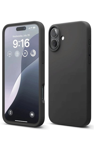 Mey İthalat®  iPhone 16 Plus Kılıf Nano içi Kadife Silikon - Siyah