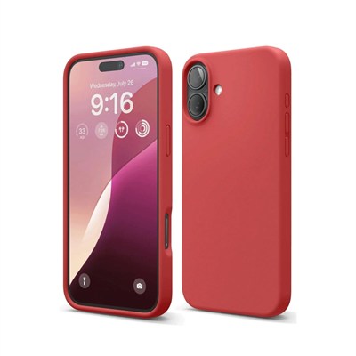 Mey İthalat®  iPhone 16 Plus Kılıf Nano içi Kadife Silikon - Kırmızı
