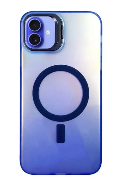 Mey İthalat®  iPhone 16 Plus Kılıf Primera Magsafe Standlı Kapak - Lacivert