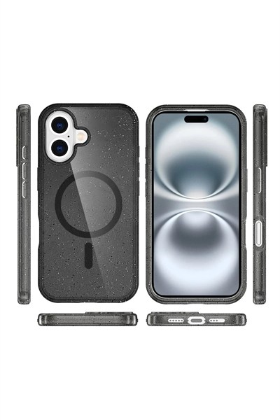 Mey İthalat®  iPhone 16 Plus Kılıf Star Magsafe Kapak - Siyah