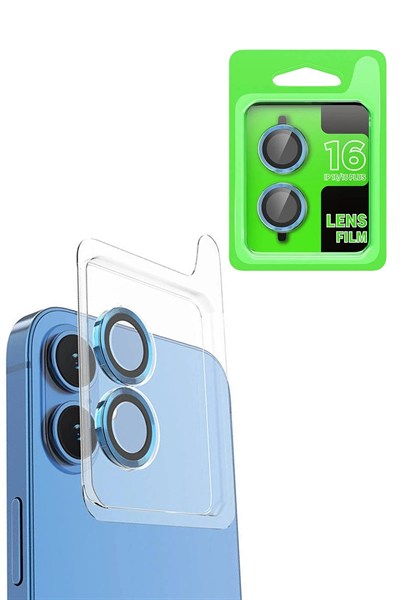 Mey İthalat®  iPhone 16 Plus Raze Metal Kamera Lens - Lacivert