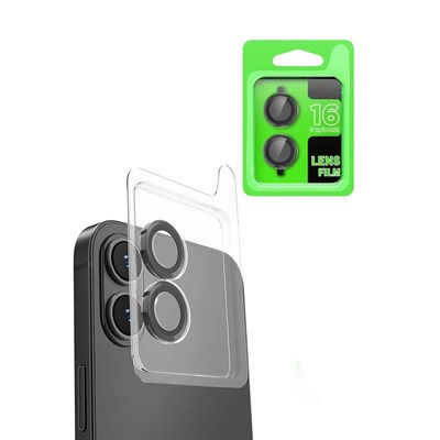 Mey İthalat®  iPhone 16 Plus Raze Metal Kamera Lens - Siyah