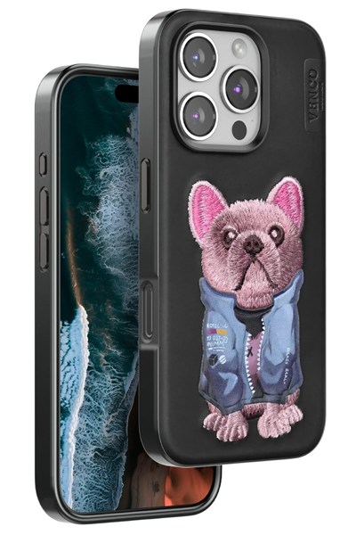 Mey İthalat®  iPhone 16 Pro Cute Desenli Kapak - Siyah