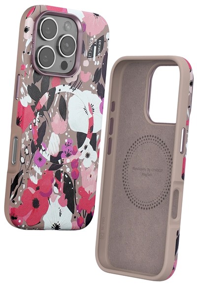 Mey İthalat®  iPhone 16 Pro Flower Series Magsafe Kapak - Pembe