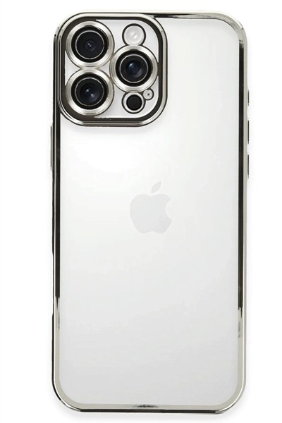 Mey İthalat®  iPhone 16 Pro Kılıf  Lensli Silikon - Gümüş