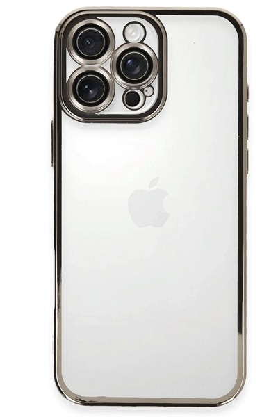 Mey İthalat®  iPhone 16 Pro Kılıf  Lensli Silikon - Titanyum Gri
