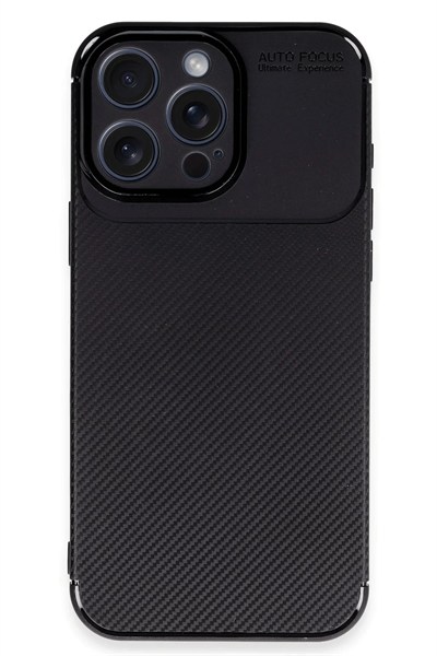 Mey İthalat®  iPhone 16 Pro Kılıf Auto Focus Karbon Kapak - Siyah