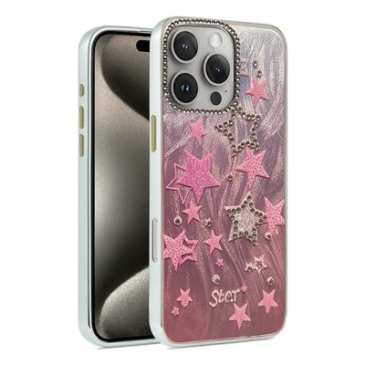 Mey İthalat®  iPhone 16 Pro Kılıf Blade Aynalı Desenli Kapak - Desen 7