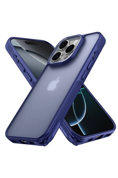 Mey İthalat®  iPhone 16 Pro Kılıf Elegant Kapak - Lacivert
