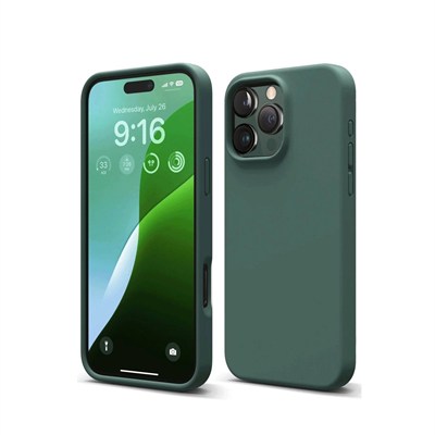 Mey İthalat®  iPhone 16 Pro Kılıf First Silikon - Koyu Yeşil