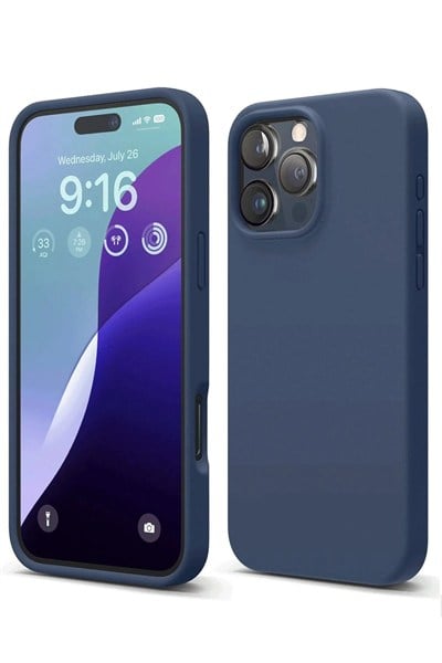 Mey İthalat®  iPhone 16 Pro Kılıf First Silikon - Lacivert