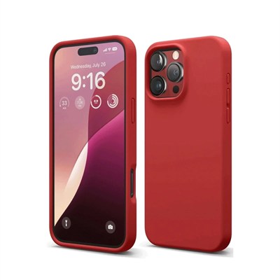 Mey İthalat®  iPhone 16 Pro Kılıf First Silikon - Kırmızı