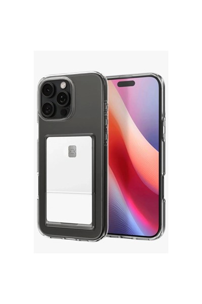 Mey İthalat®  iPhone 16 Pro Kılıf Kart Şeffaf Silikon - Şeffaf