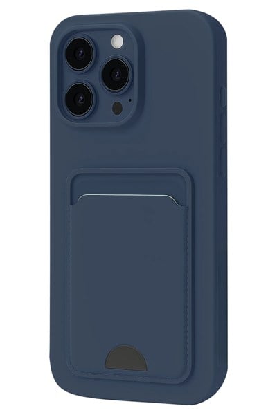 Mey İthalat®  iPhone 16 Pro Kılıf Kelvin Kartvizitli Silikon - Lacivert