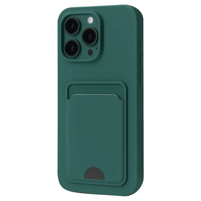 Mey İthalat®  iPhone 16 Pro Kılıf Kelvin Kartvizitli Silikon - Koyu Yeşil