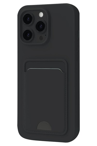 Mey İthalat®  iPhone 16 Pro Kılıf Kelvin Kartvizitli Silikon - Siyah