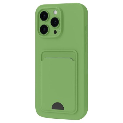 Mey İthalat®  iPhone 16 Pro Kılıf Kelvin Kartvizitli Silikon - Açık Yeşil